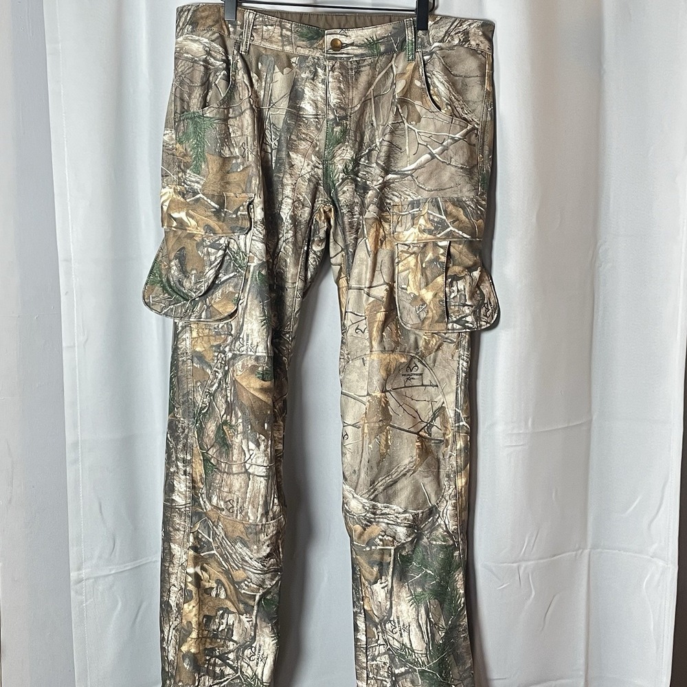 Cabelas Mens Camo Cargo Pants Real Tree Outdoor Hunting Fishing Size 36 Tall